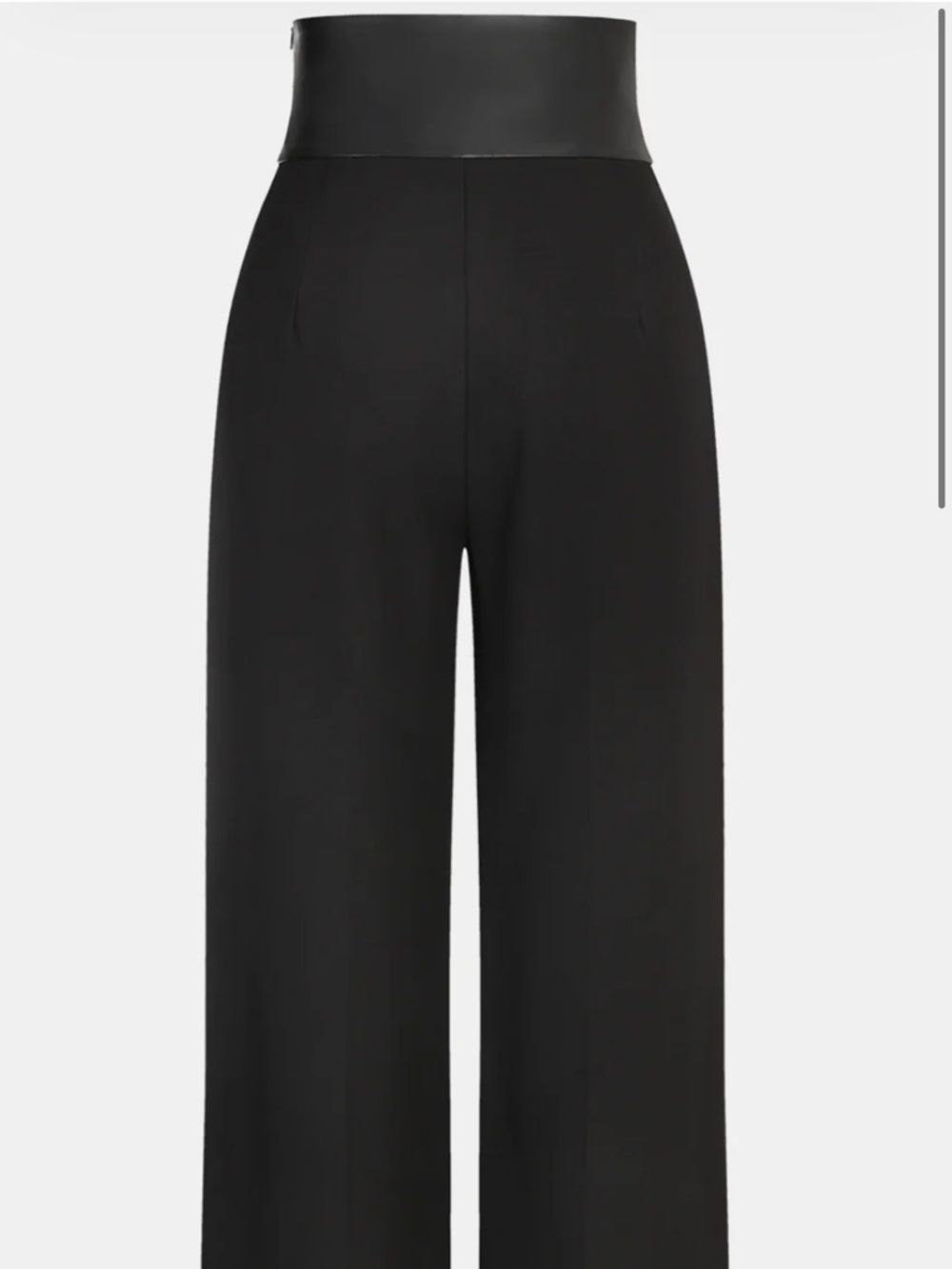 Commense High Waisted Trousers with Wide Fauz Leather Belt Detail Waistband - Picture 2 of 5